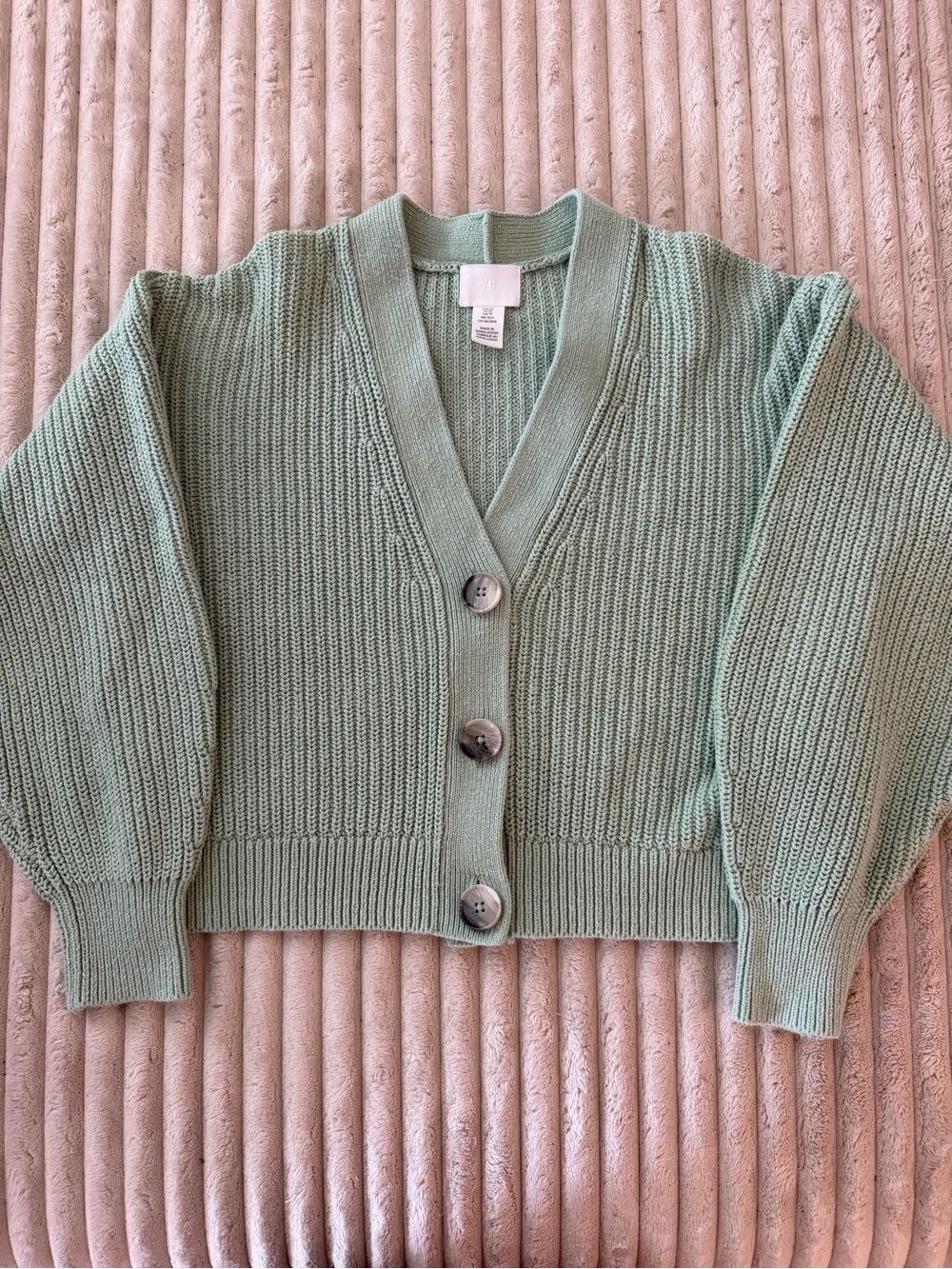 H&M Mint Green V-Neck Button Cardigan